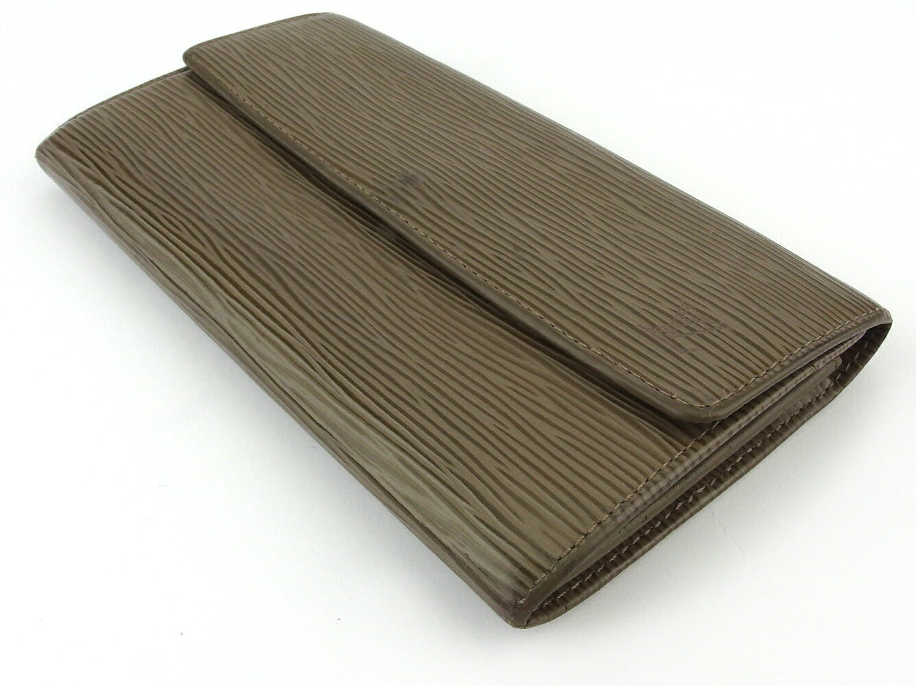 LOUIS VUITTON Long Wallet Purse M6357C Gray Brown Silver Pochette Porto MonÃ©credi