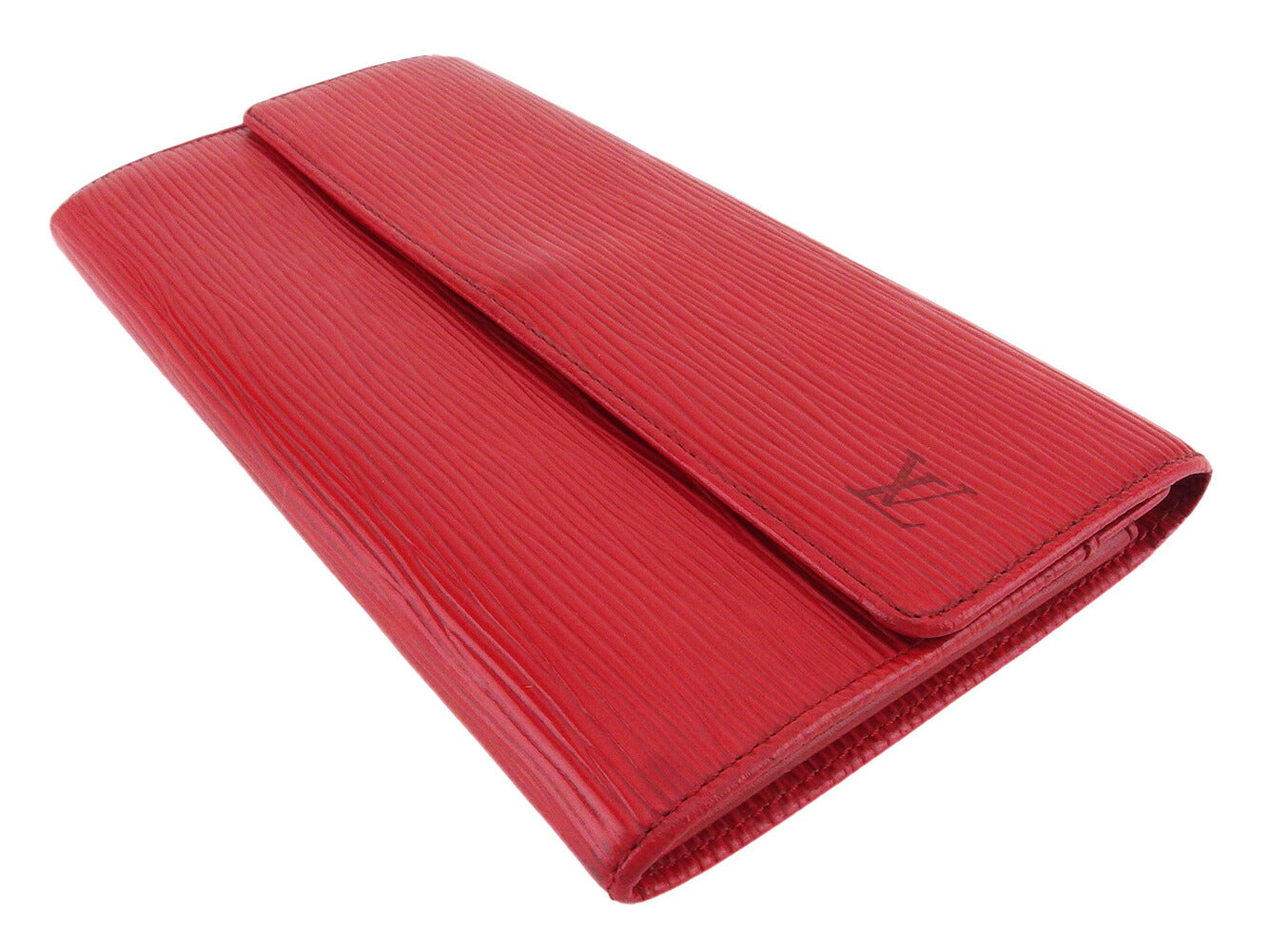 LOUIS VUITTON Long Wallet Purse M63577 Red gold Pochette Porto MonÃ©credi