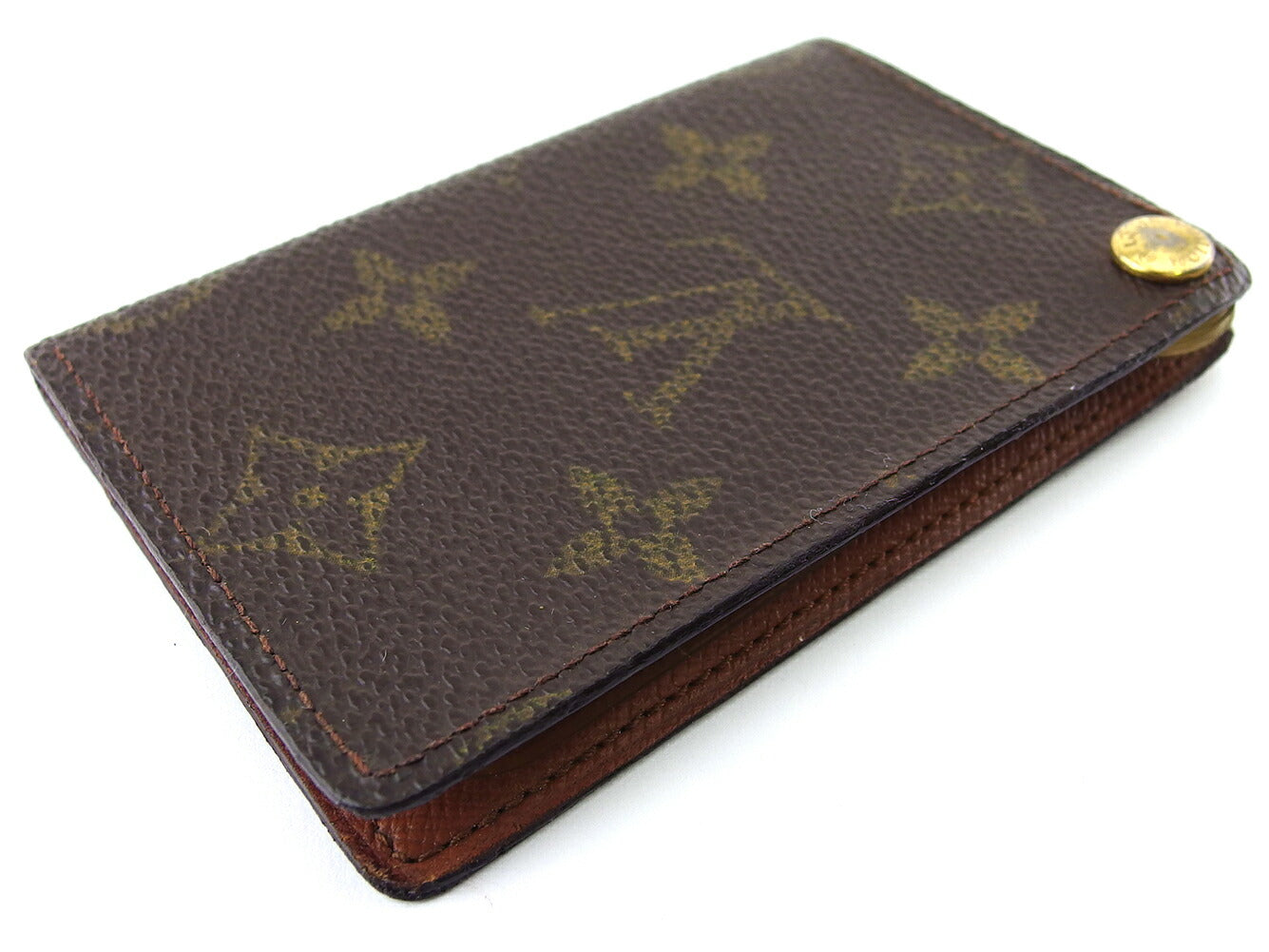 LOUIS VUITTON Card Case M60937 Brown beige gold Porto Cartes Crdit Pression