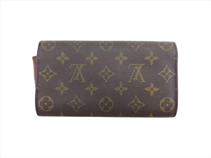LOUIS VUITTON Long Wallet Purse M61725 Brown beige gold Pochette Porto MonÃ©credi