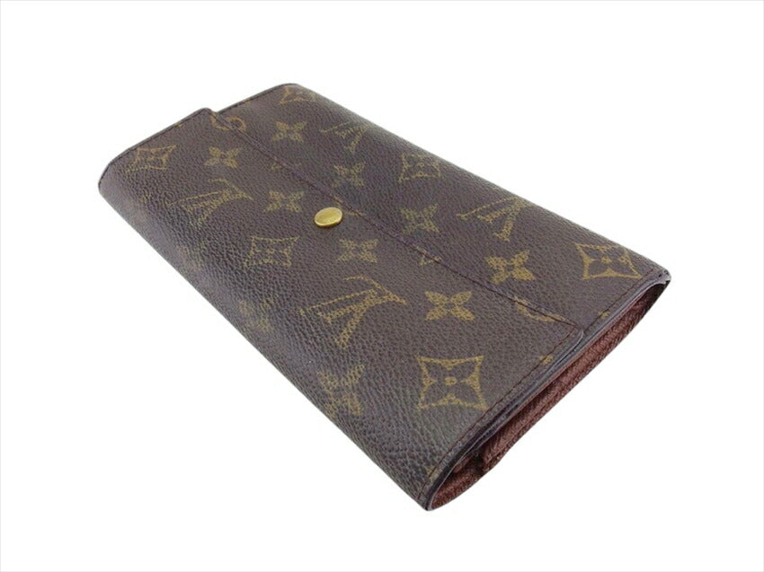 LOUIS VUITTON Long Wallet Purse M61725 Brown beige gold Pochette Porto MonÃ©credi