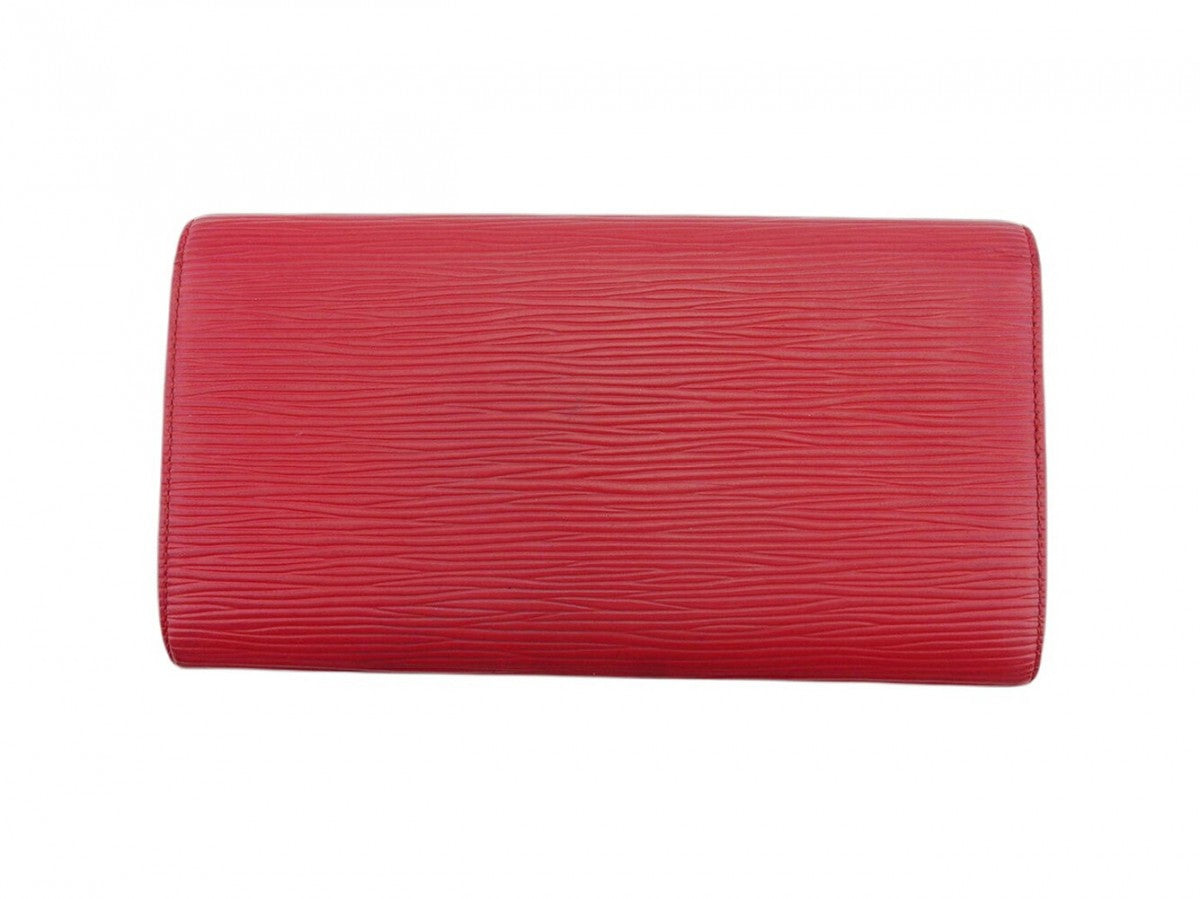 LOUIS VUITTON Long Wallet Purse M63577 Castilian Red Pochette Porto MonÃ©credi