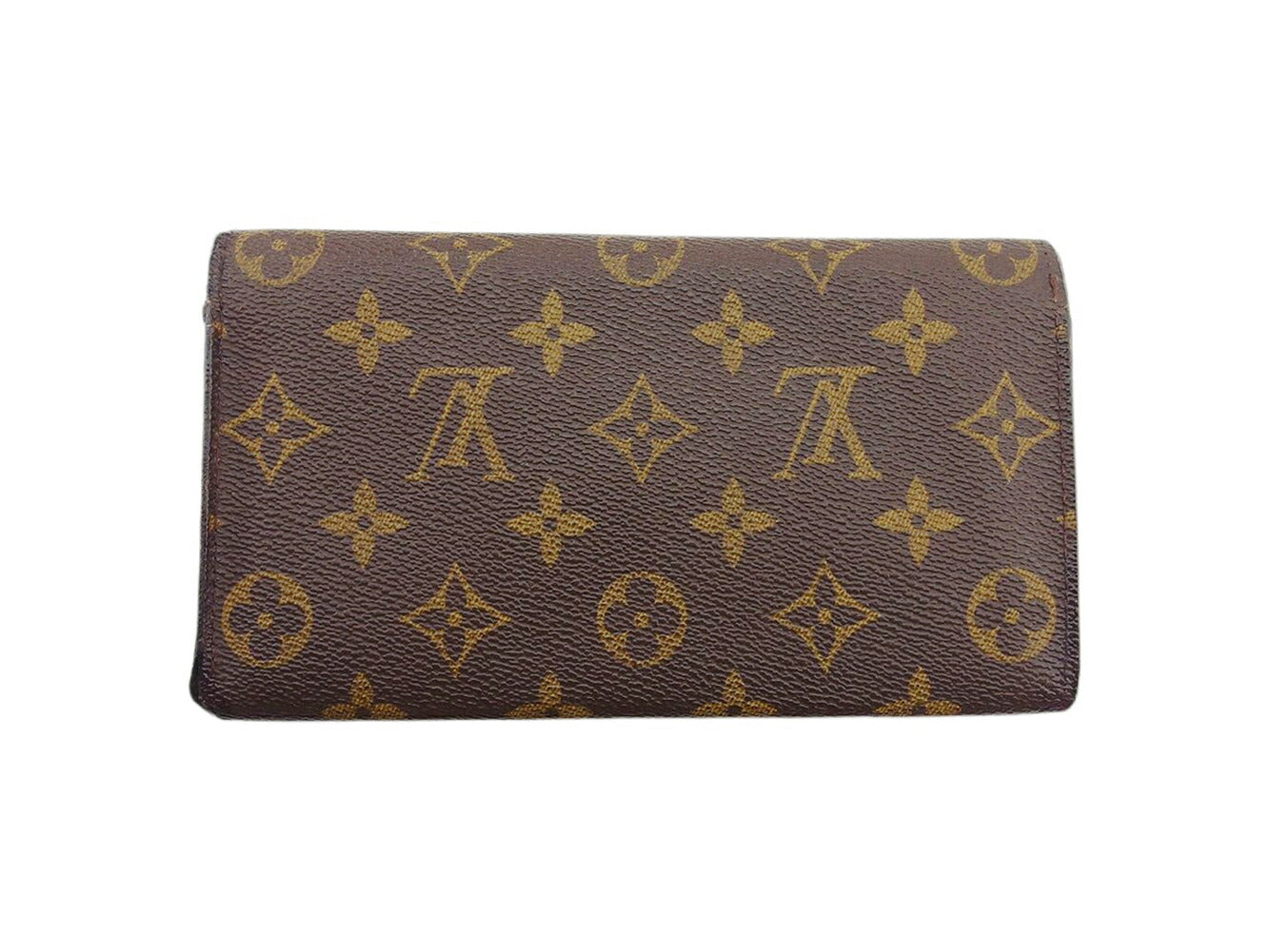 LOUIS VUITTON Long Wallet Purse M61725 Brown beige gold Pochette Porto MonÃ©credi