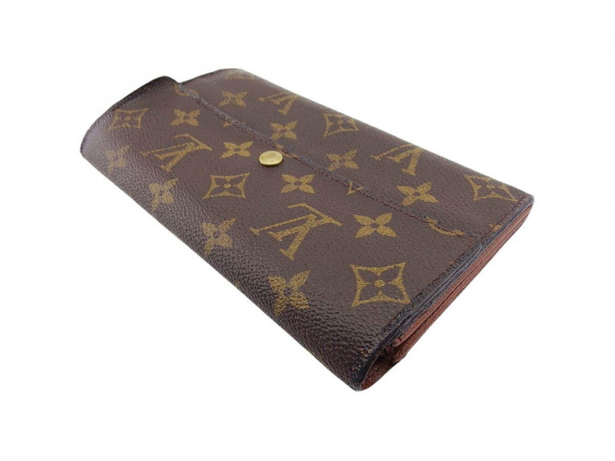 LOUIS VUITTON Long Wallet Purse M61725 Brown beige gold Pochette Porto MonÃ©credi