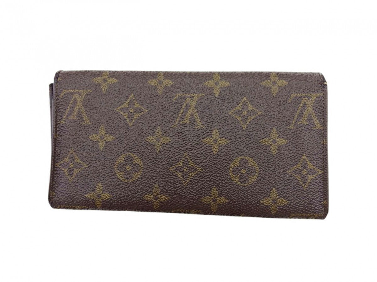 LOUIS VUITTON Long Wallet Purse M61724 Brown beige gold Pochette Porto MonÃ©credi