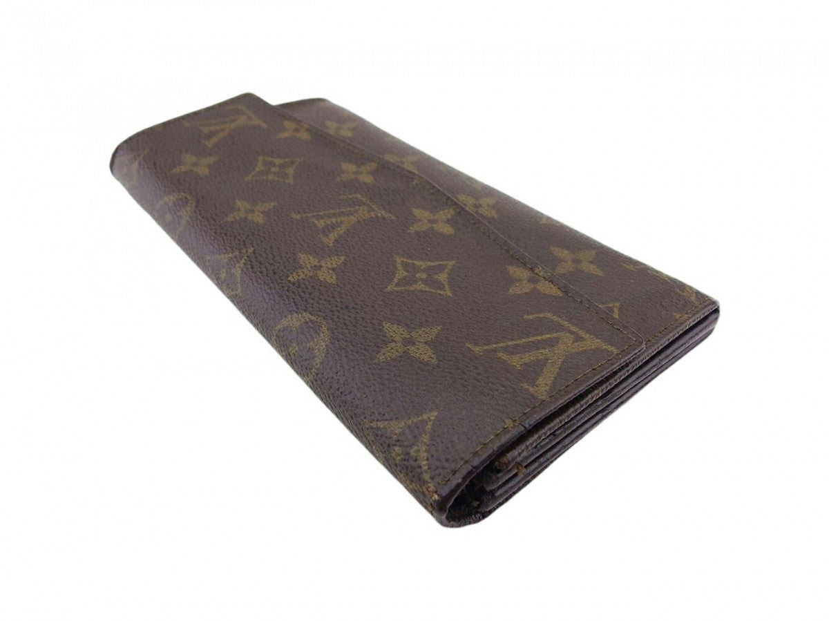 LOUIS VUITTON Long Wallet Purse M61724 Brown beige gold Pochette Porto MonÃ©credi