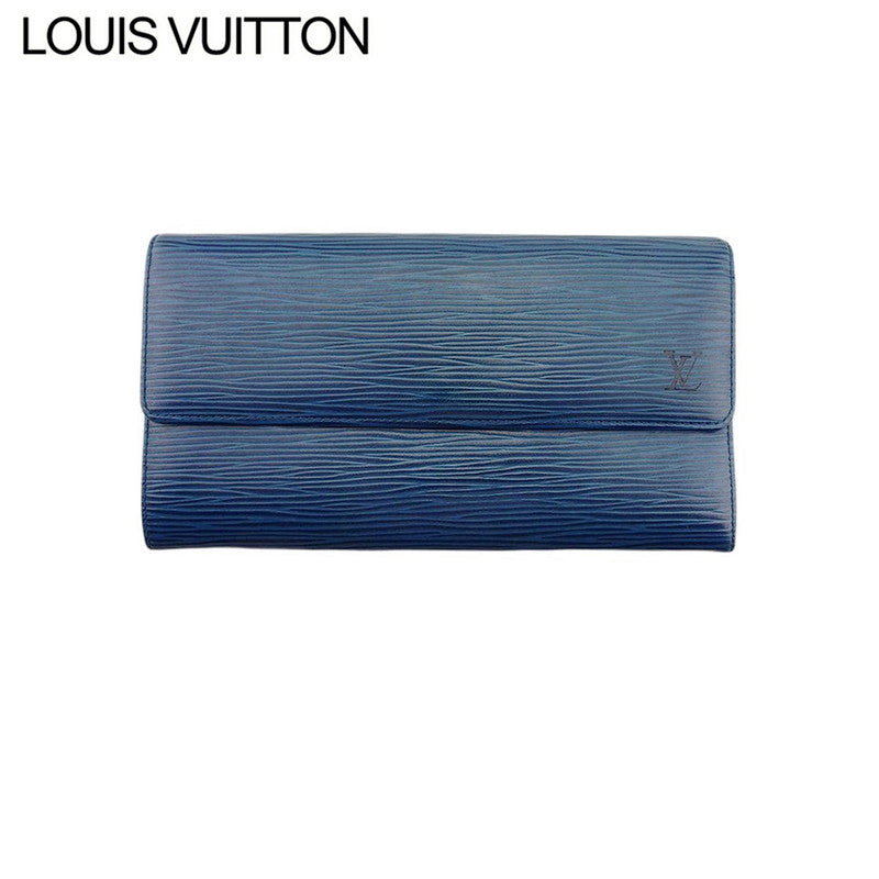 LOUIS VUITTON Long Wallet Purse M63565 blue Pochette Porto MonÃ©credi