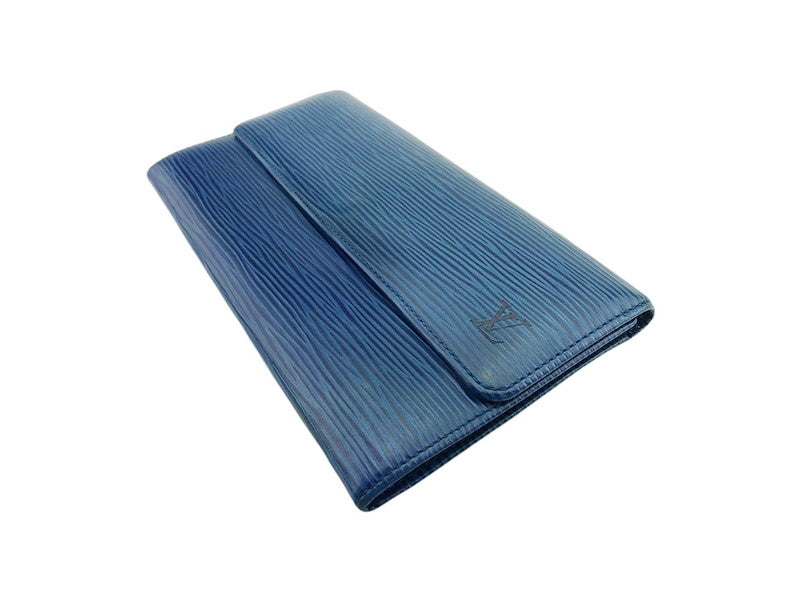 LOUIS VUITTON Long Wallet Purse M63565 blue Pochette Porto MonÃ©credi
