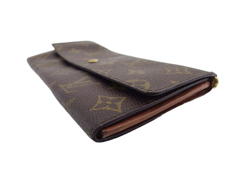 LOUIS VUITTON Long Wallet Purse M61724 Brown beige gold Pochette Porto MonÃ©credi