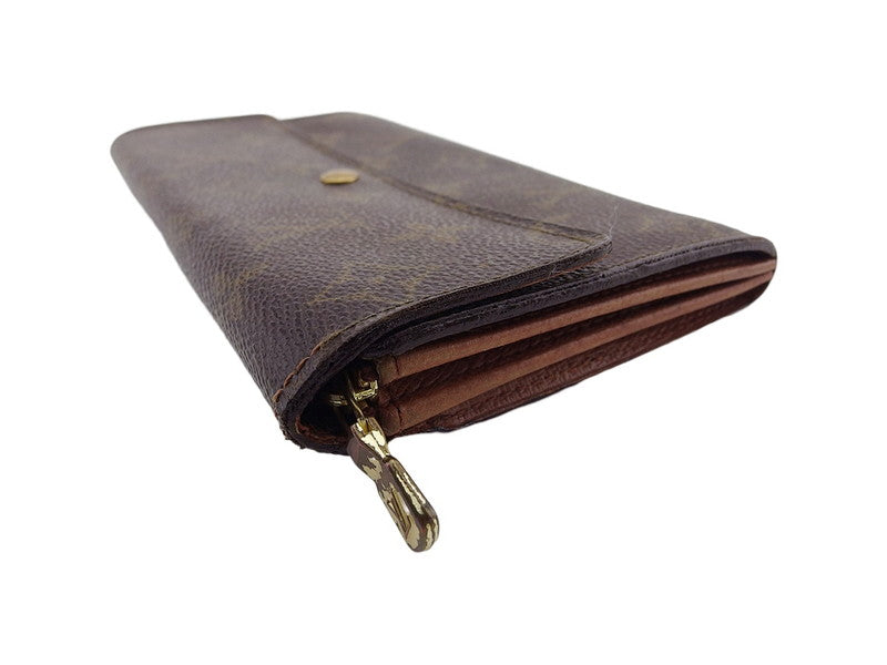 LOUIS VUITTON Long Wallet Purse M61724 Brown beige gold Pochette Porto MonÃ©credi