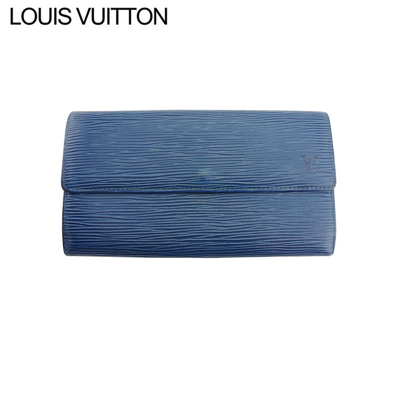 LOUIS VUITTON Long Wallet Purse M63575 Blue gold Pochette Porto MonÃ©credi