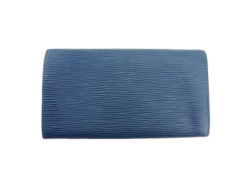 LOUIS VUITTON Long Wallet Purse M63575 Blue gold Pochette Porto MonÃ©credi