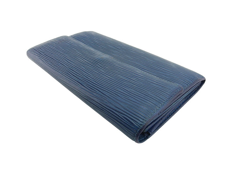LOUIS VUITTON Long Wallet Purse M63575 Blue gold Pochette Porto MonÃ©credi