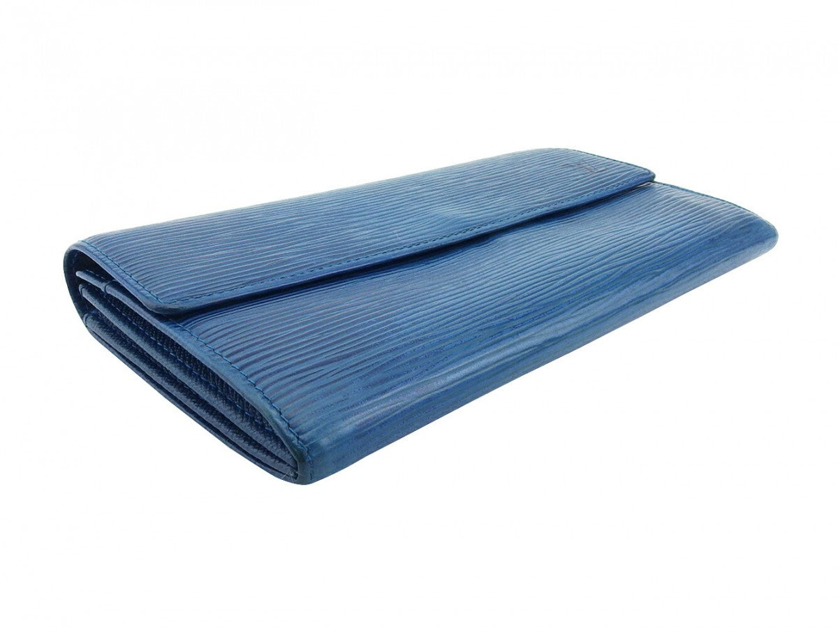 LOUIS VUITTON Long Wallet Purse M63575 blue Pochette Porto MonÃ©credi