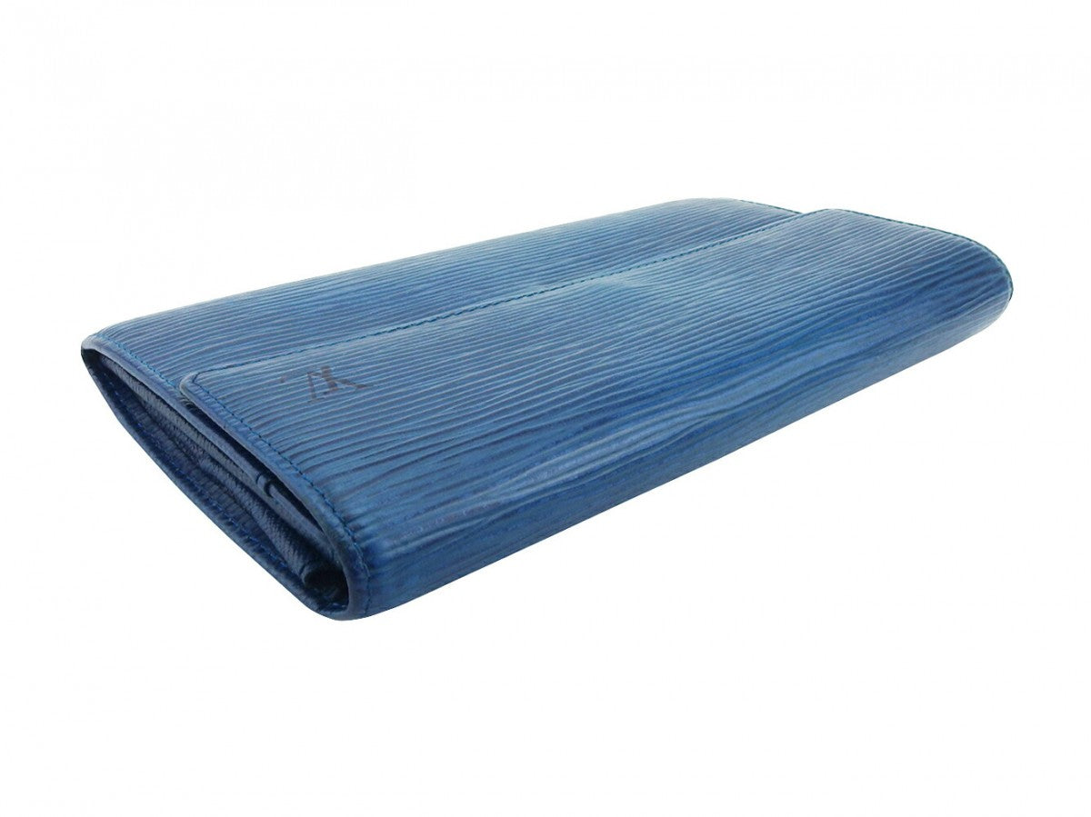 LOUIS VUITTON Long Wallet Purse M63575 blue Pochette Porto MonÃ©credi