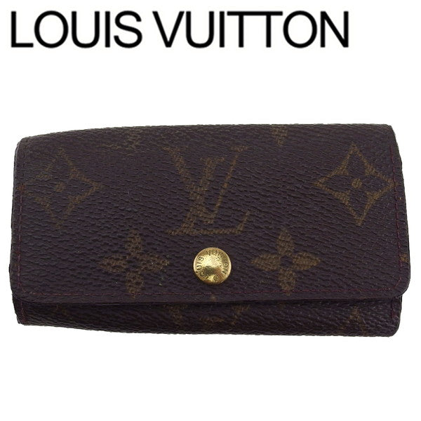 LOUIS VUITTON Key case Key holder  Dark brown x beige Multicles4