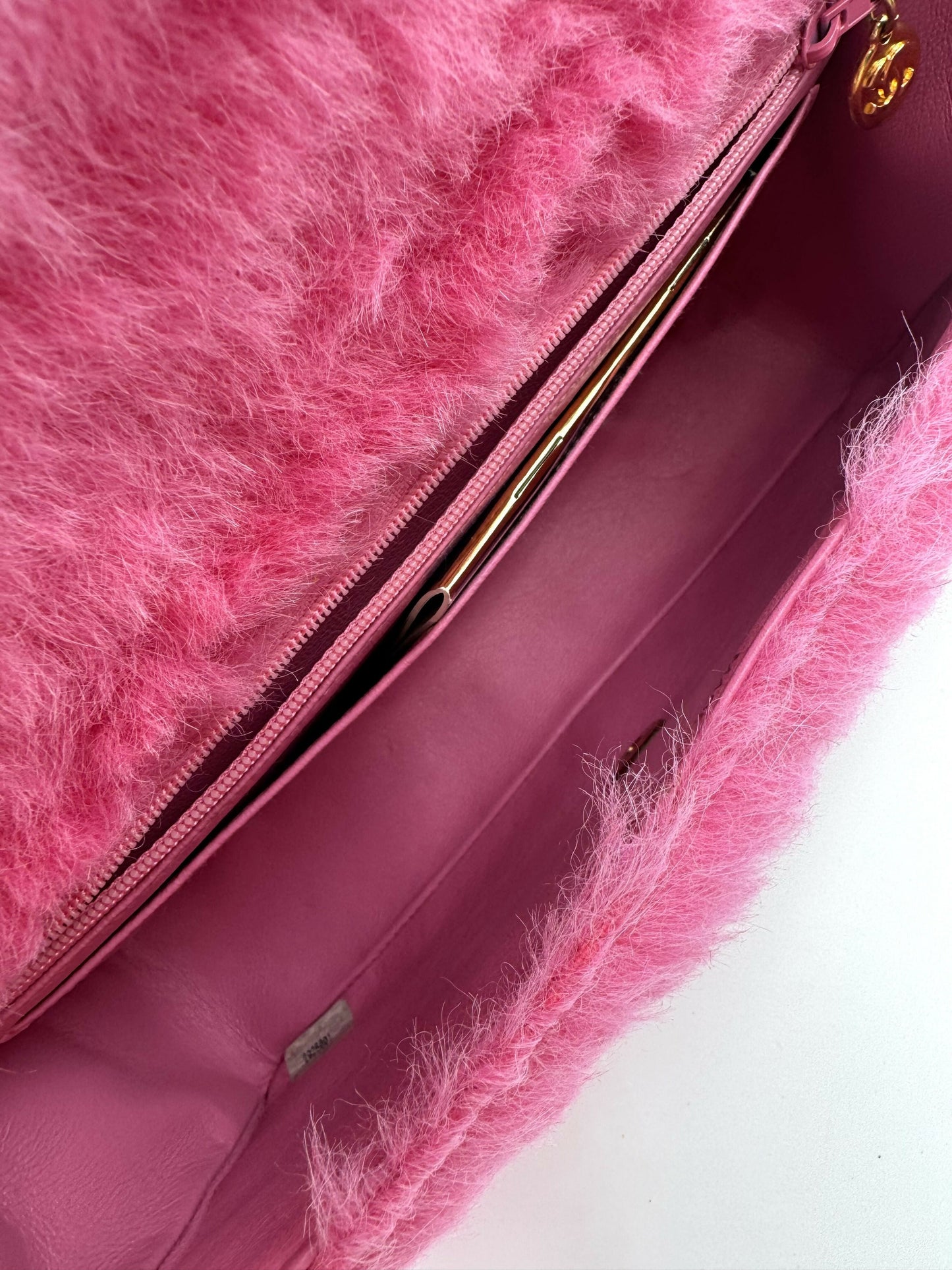 Chanel 1994  Faux Fur Kelly Top Handle in Barbie Pink