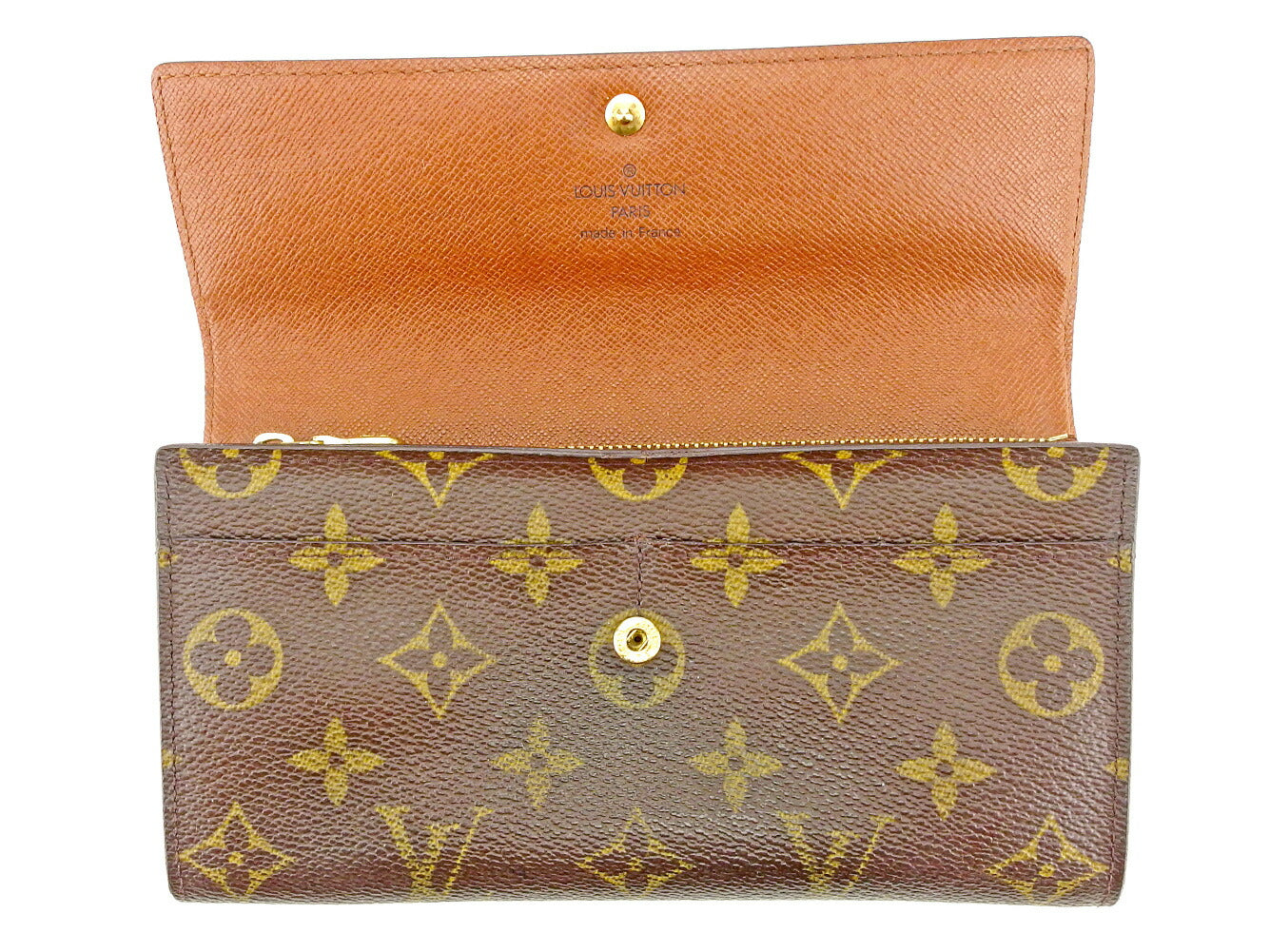 LOUIS VUITTON Long Wallet Purse M61725 Brown Pochette Porto MonÃ©credi