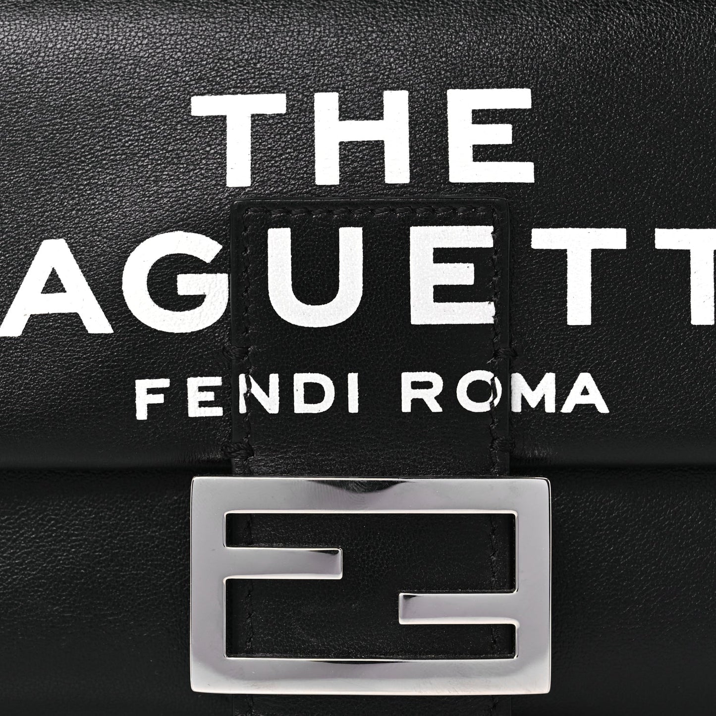 Fendi FENDI X MARC JACOBS Nappa Logo Medium Baguette Black