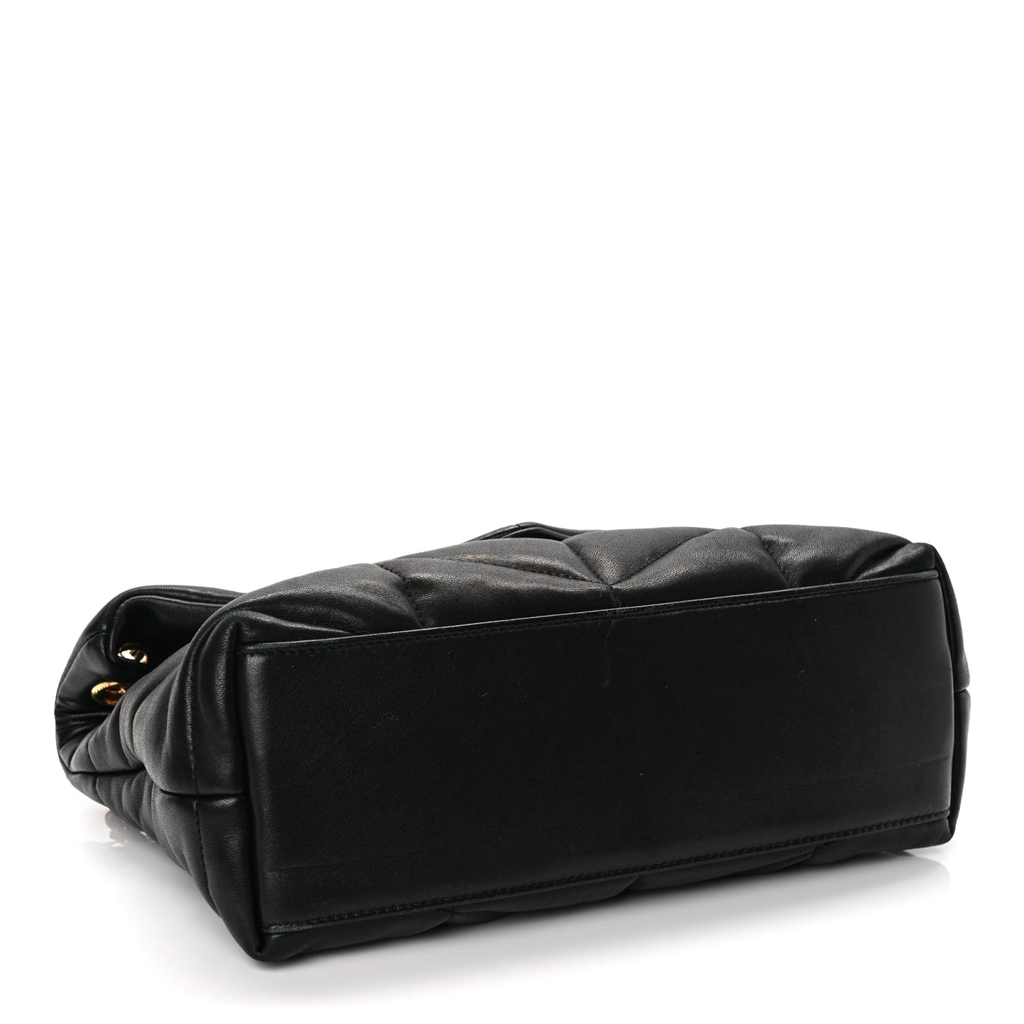 Saint Laurent Lambskin Quilted Small Loulou Puffer Monogram Chain Satchel Black