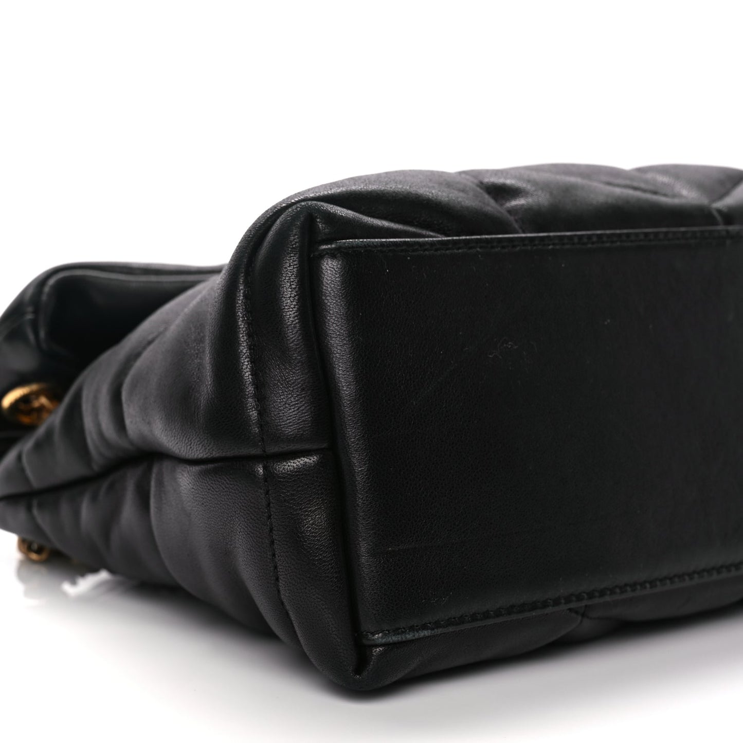 Saint Laurent Lambskin Quilted Small Loulou Puffer Monogram Chain Satchel Black