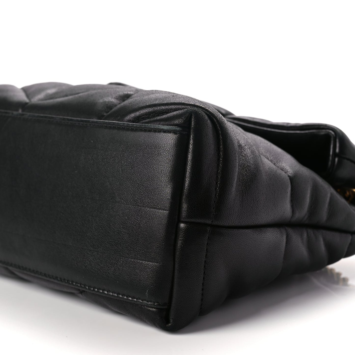 Saint Laurent Lambskin Quilted Small Loulou Puffer Monogram Chain Satchel Black