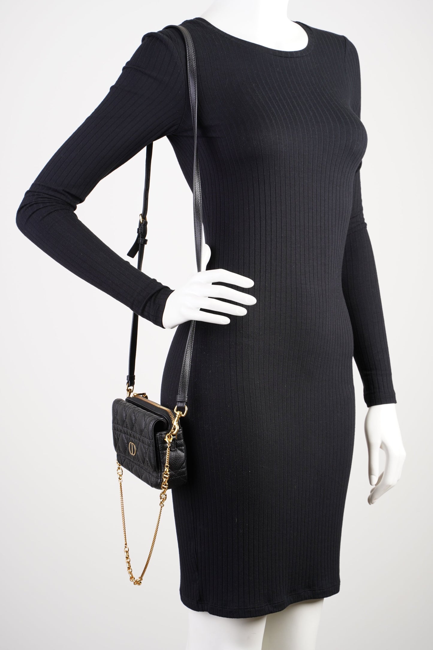 Christian Dior Caro Pouch Black Calfskin Leather