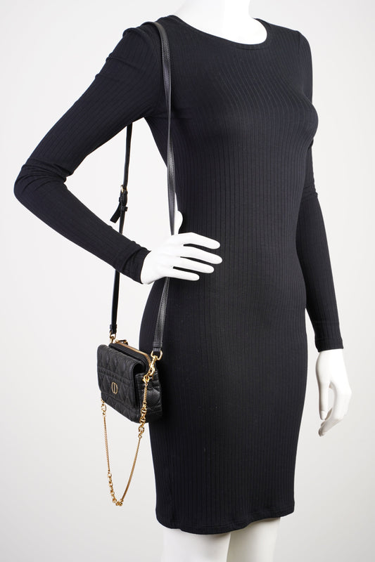 Christian Dior Caro Pouch Black Calfskin Leather