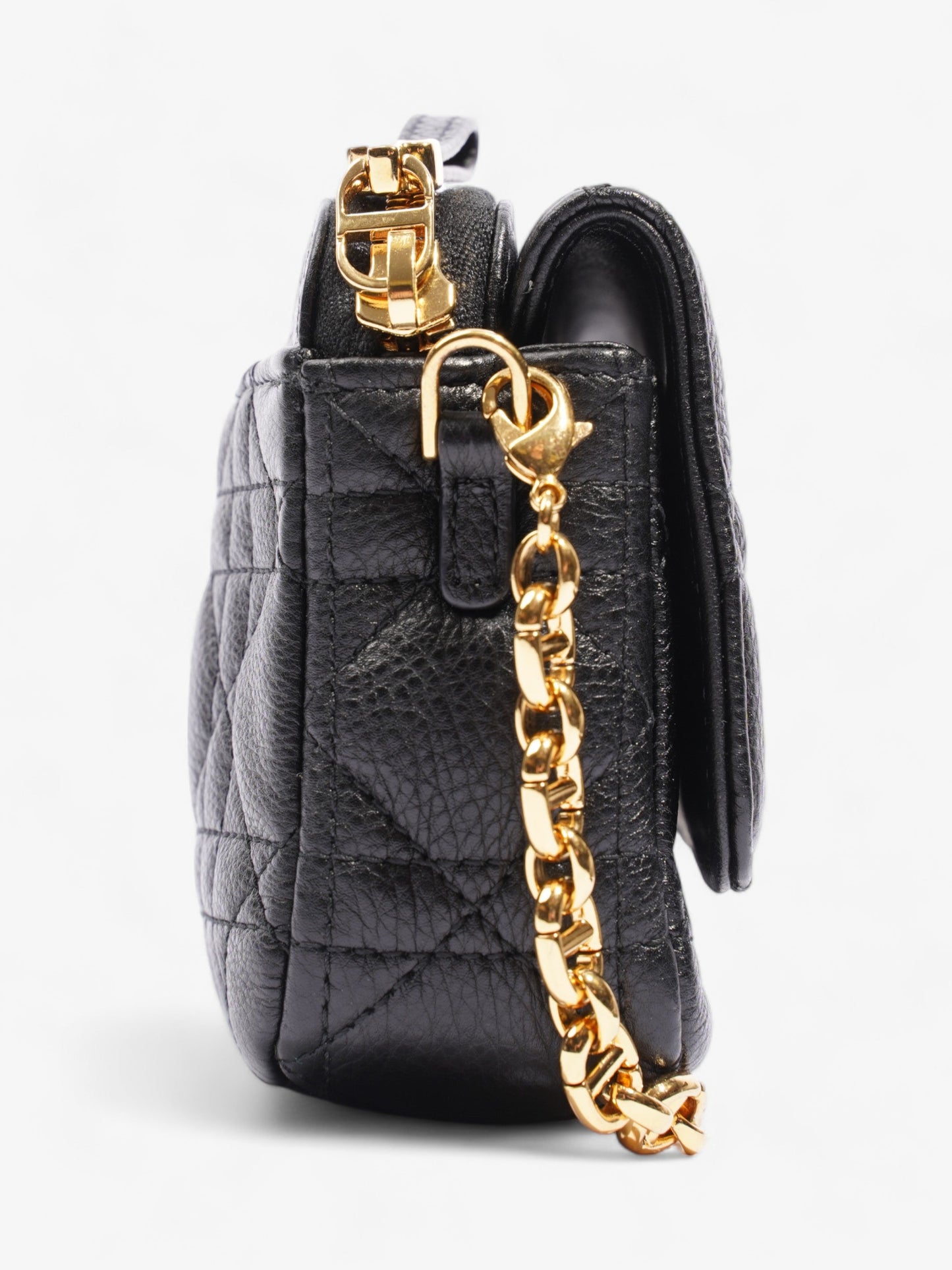 Christian Dior Caro Pouch Black Calfskin Leather