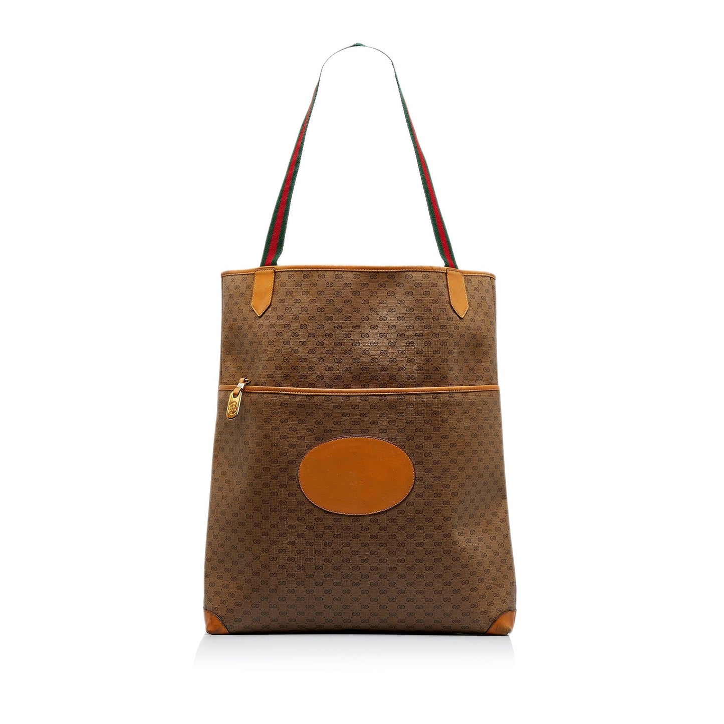 Gucci GG Supreme Brown Leather Canvas Tote Style 5