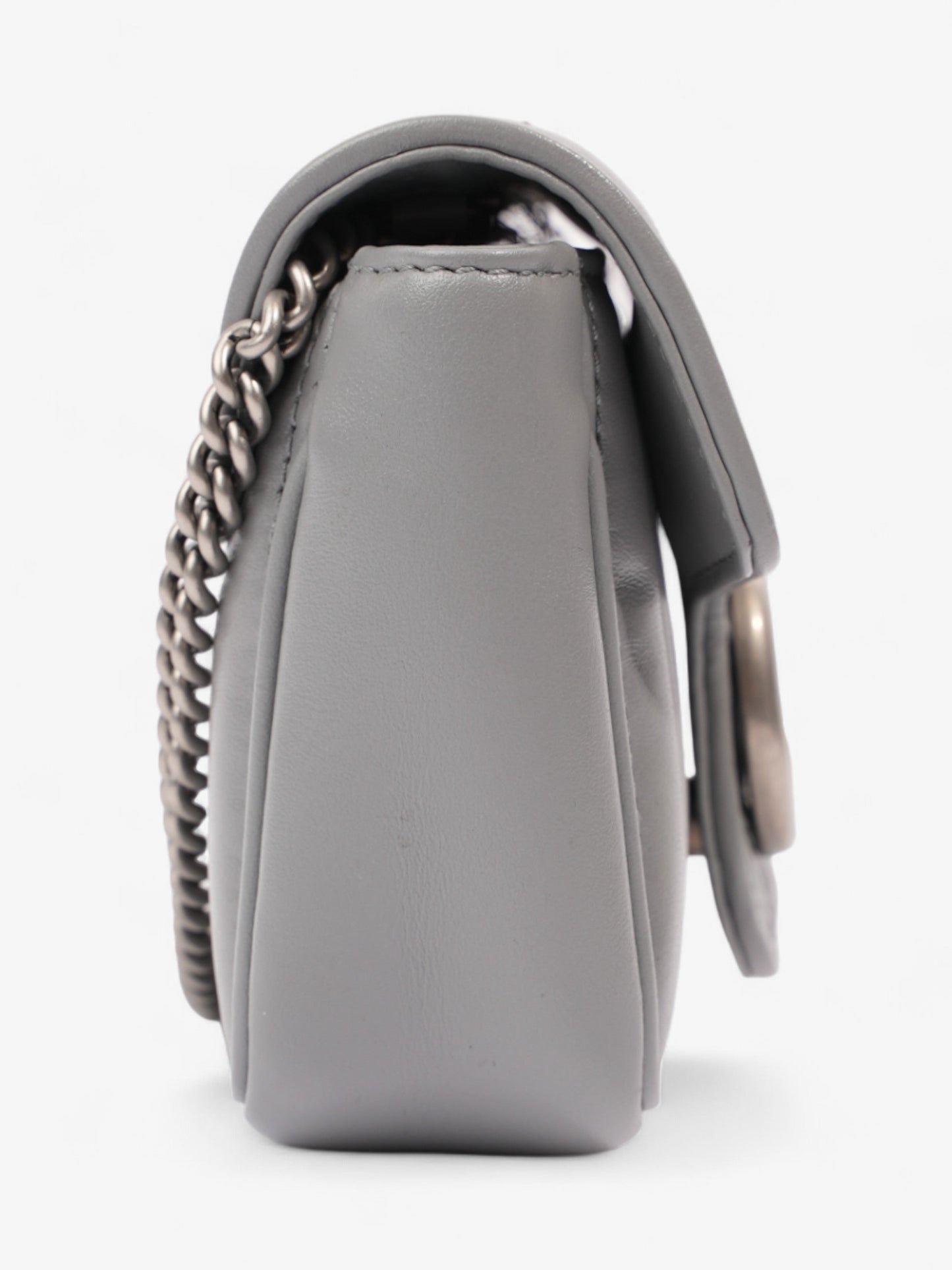 Gucci GG Marmont Grey Matelasse Leather Super Mini
