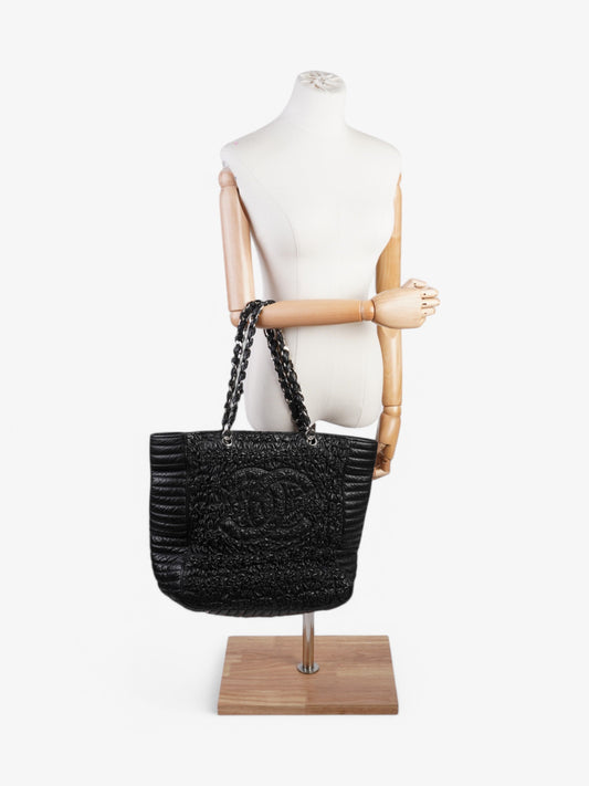 Chanel Astrakhan Shopping Bag Black Lambskin Leather