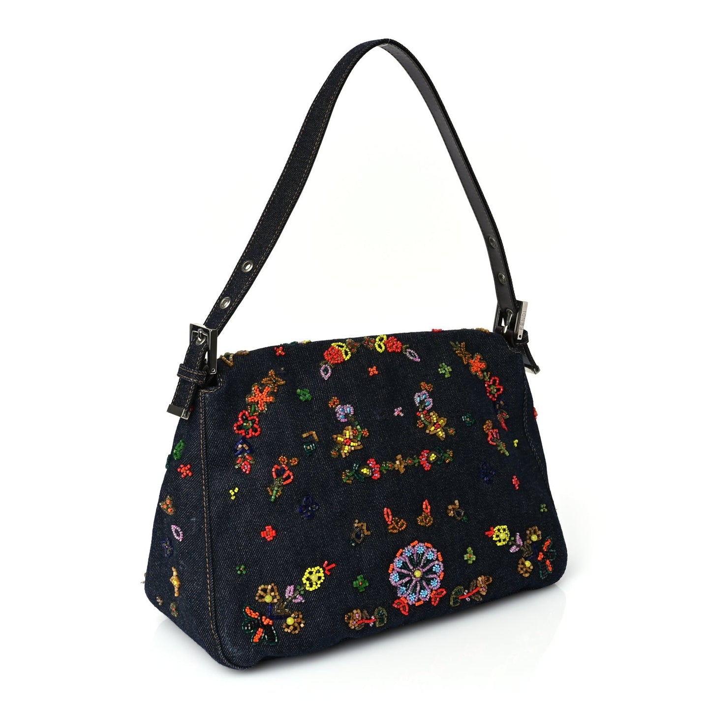 Fendi Denim Beaded Mama Baguette Blue