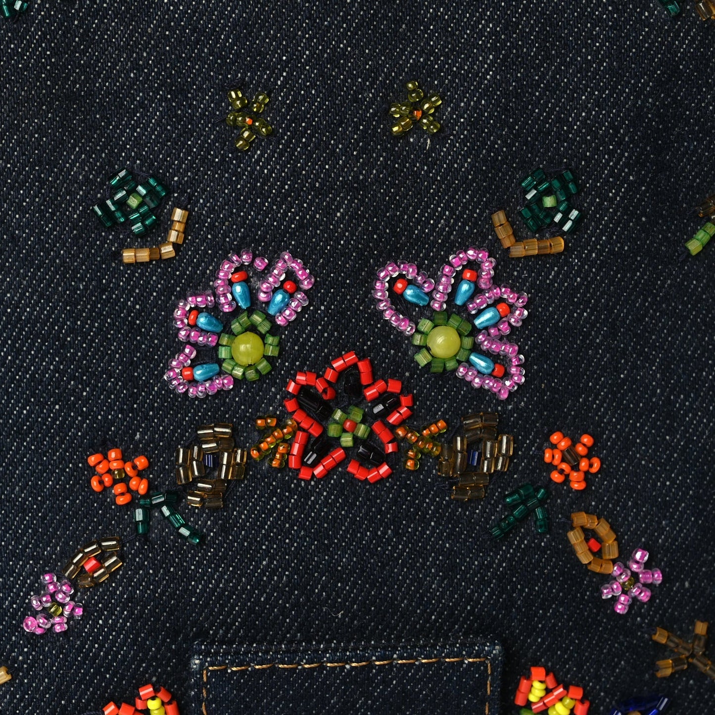 Fendi Denim Beaded Mama Baguette Blue
