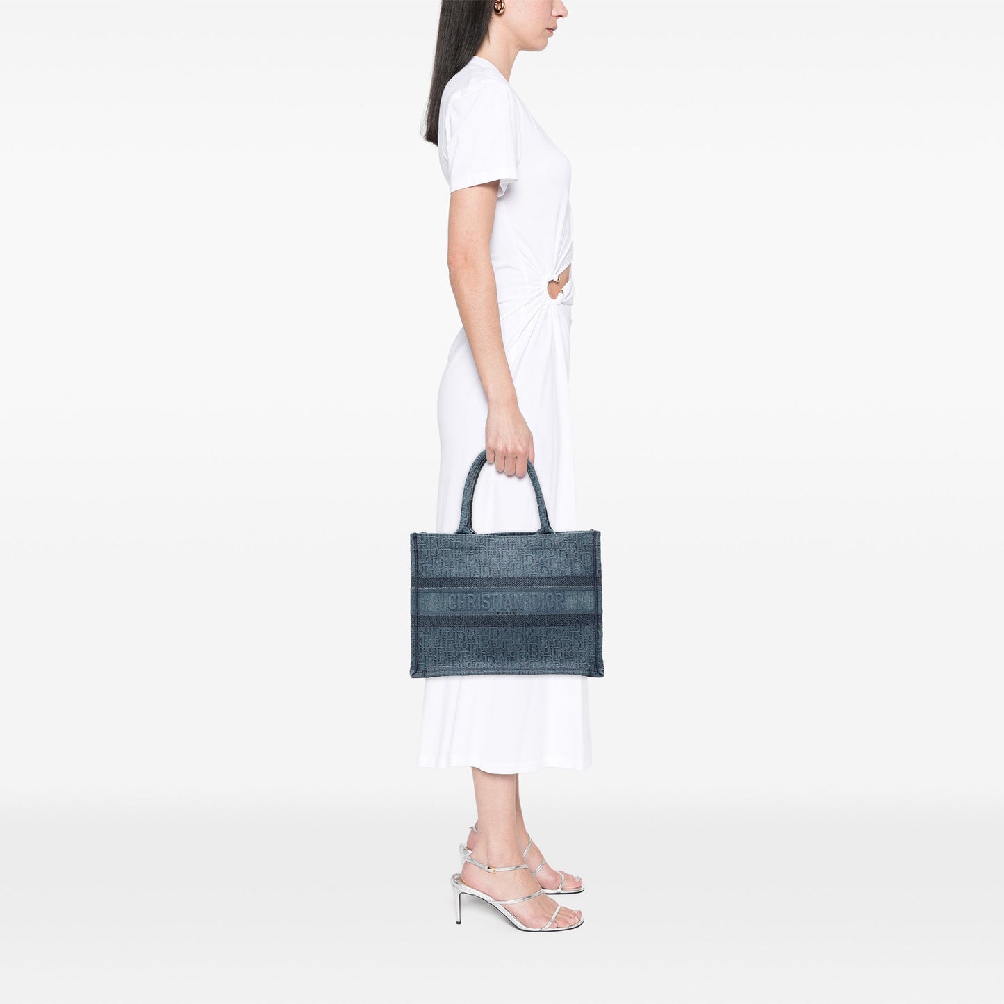 Blue Dior Medium Oblique Denim Book Tote