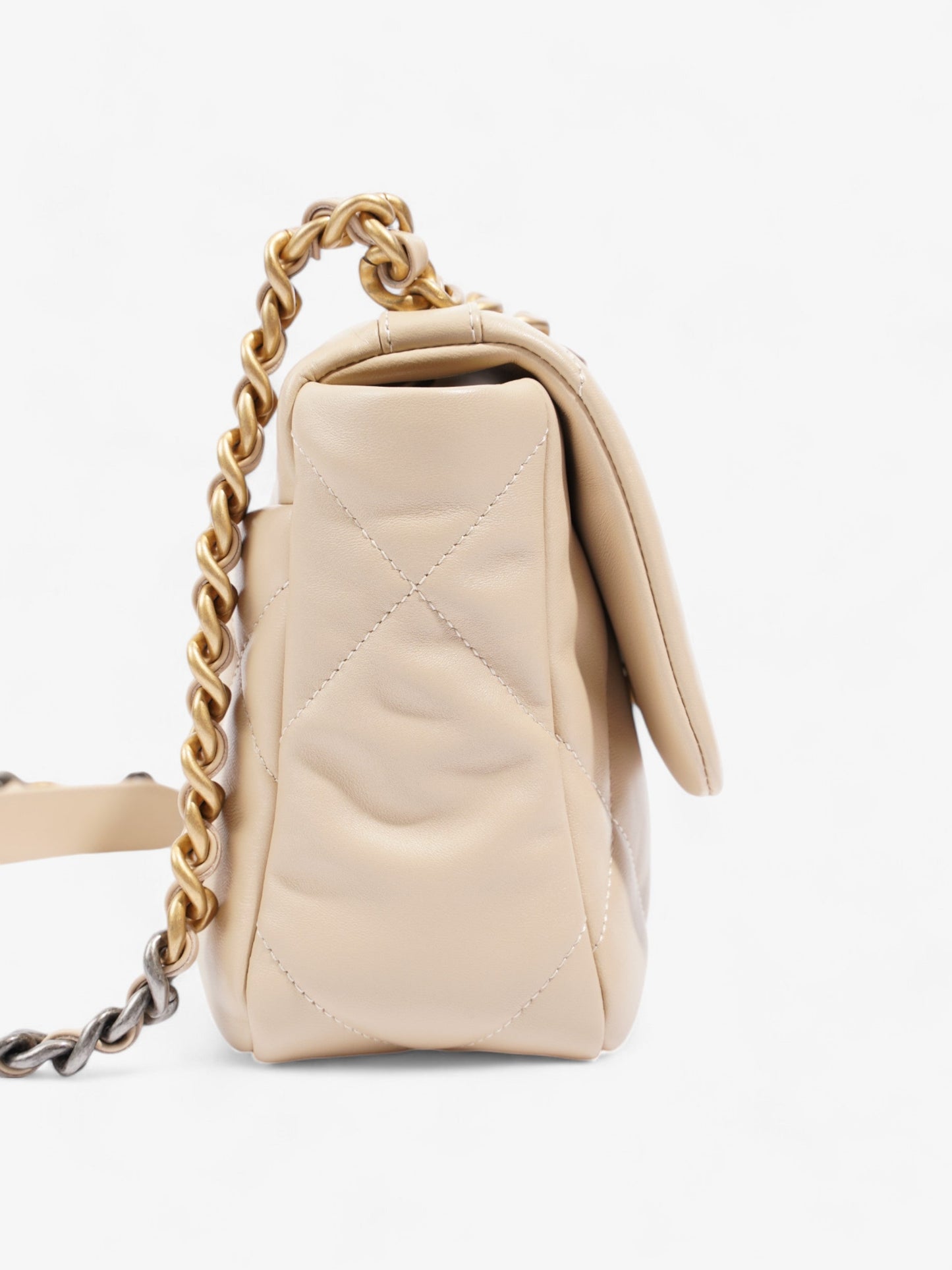 Chanel 19 Flap Beige Lambskin Leather Medium