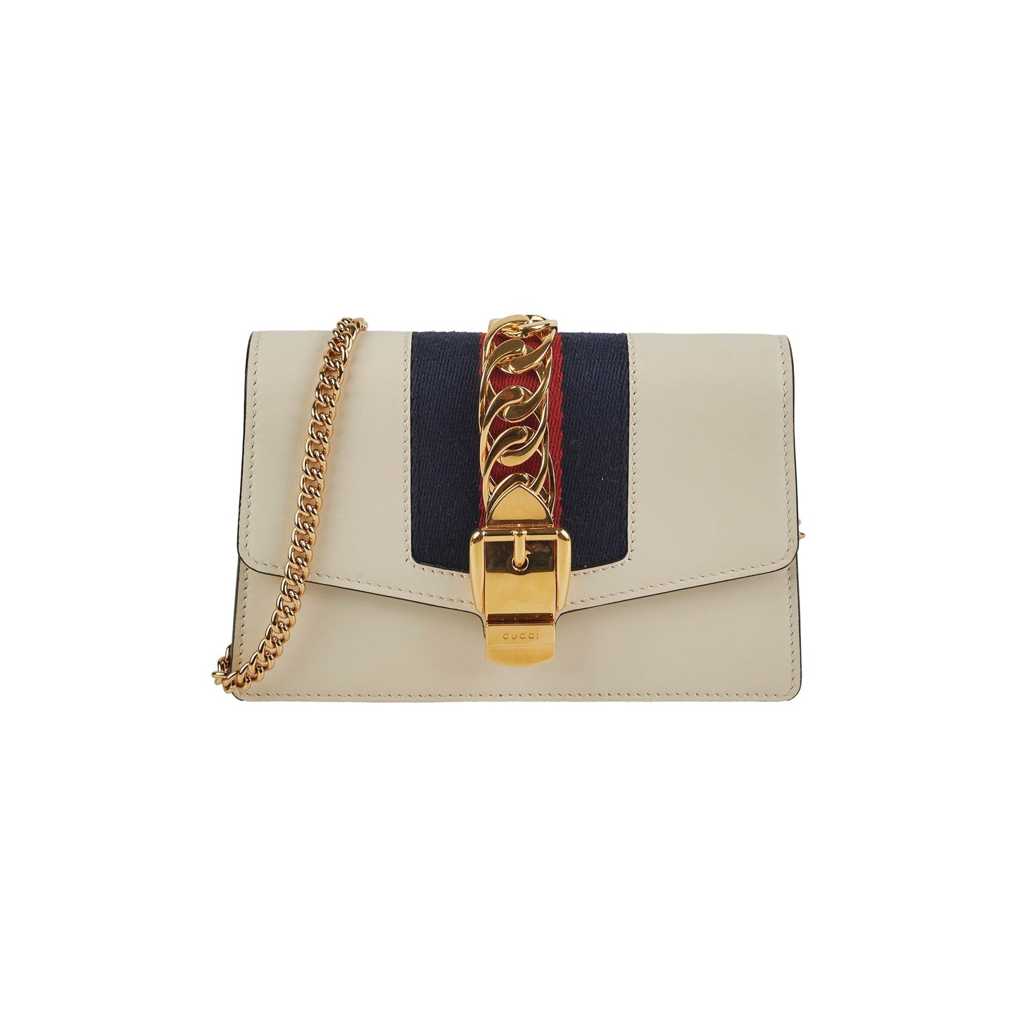 Gucci Super Mini Sylvie White Chain Crossbody