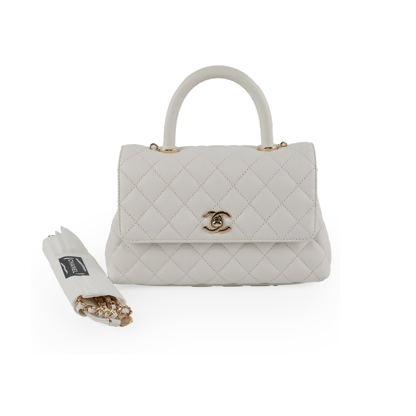 Chanel Coco Handle Small Caviar White