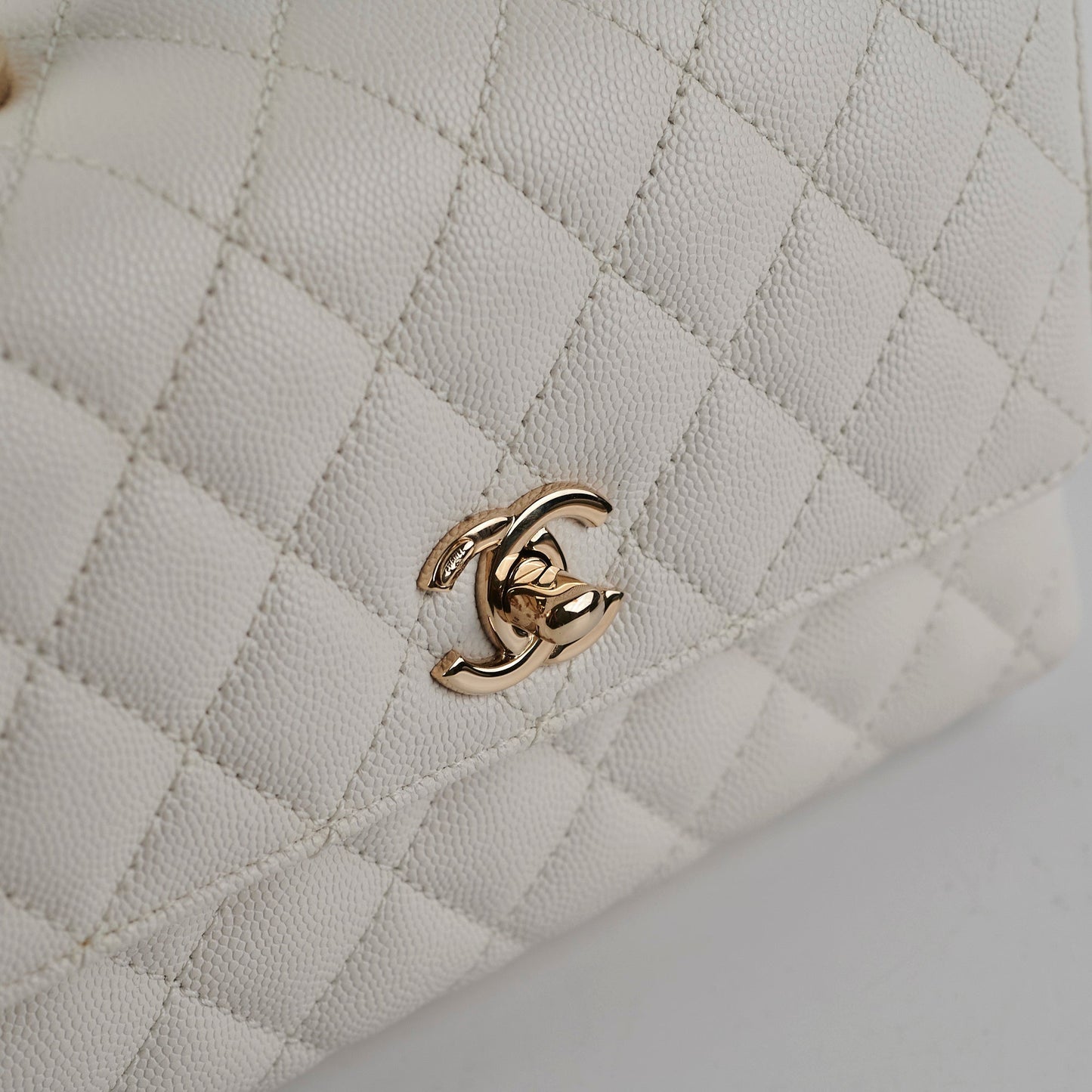 Chanel Coco Handle Small Caviar White