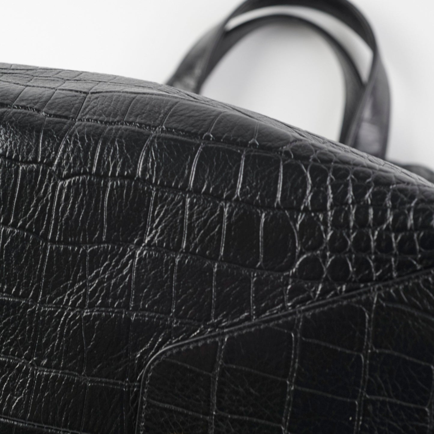 Chanel Black Croc Embossed Shopping Tote