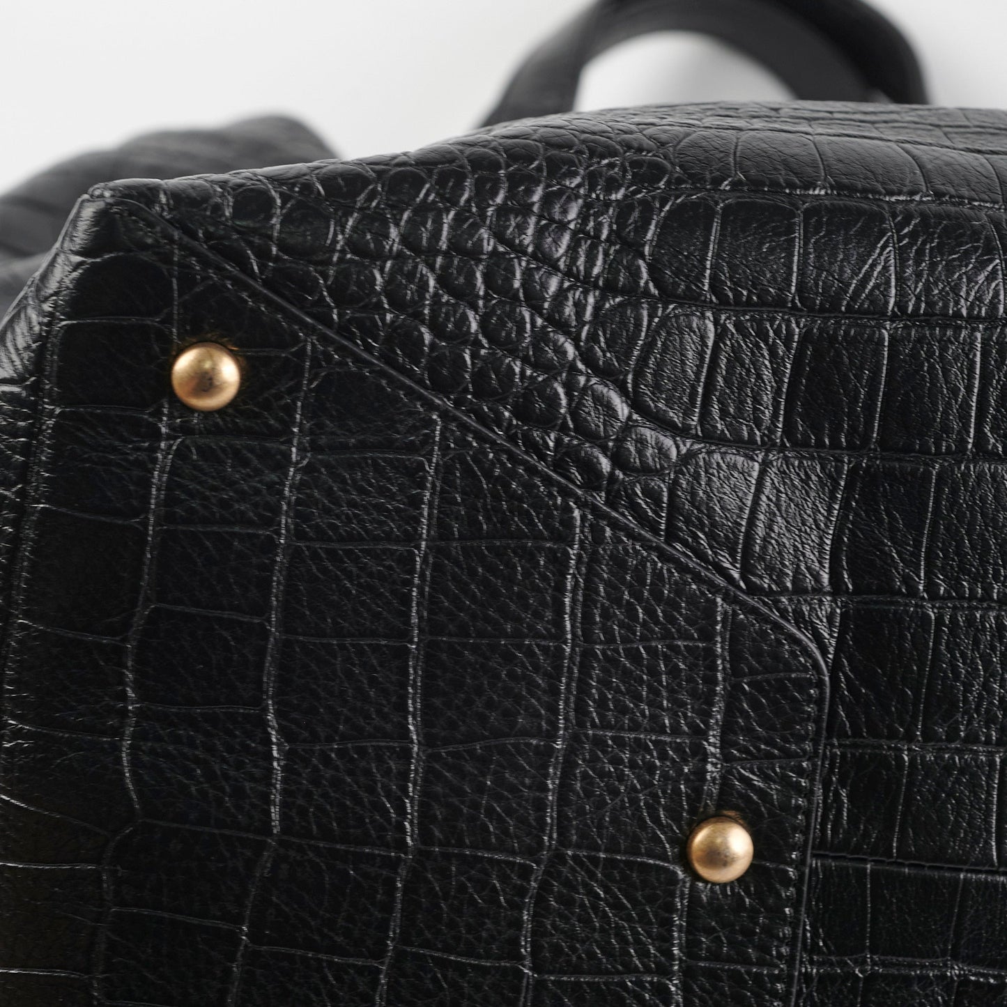 Chanel Black Croc Embossed Shopping Tote