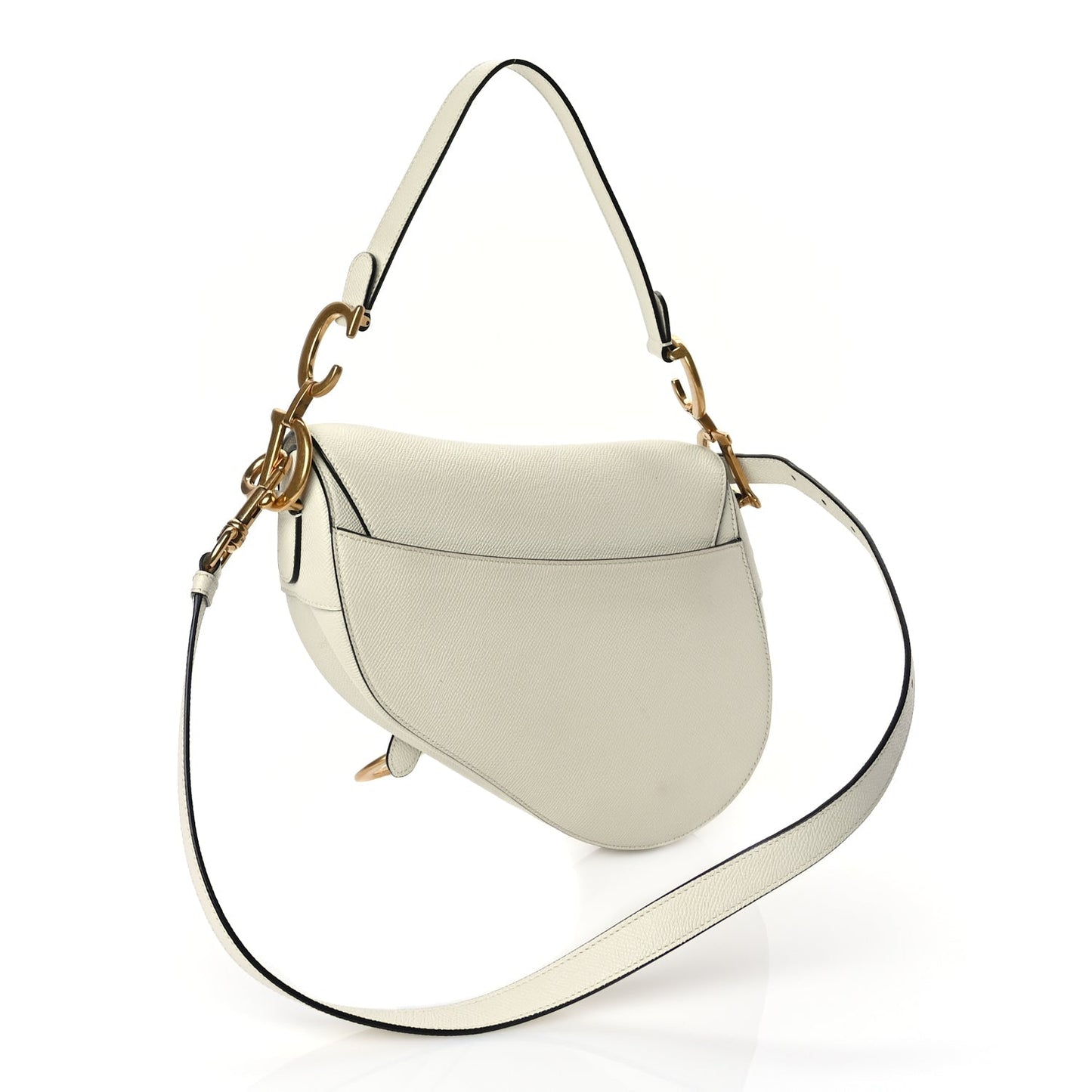 Christian Dior Grained Calfskin Saddle Bag With Strap Latte