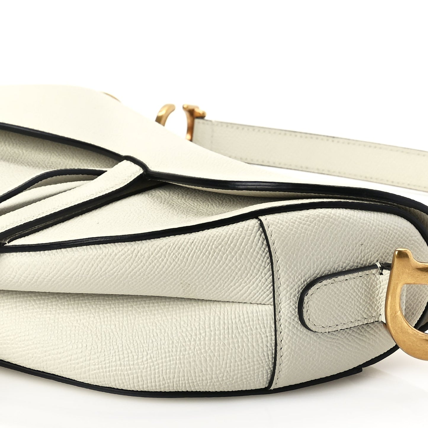 Christian Dior Grained Calfskin Saddle Bag With Strap Latte