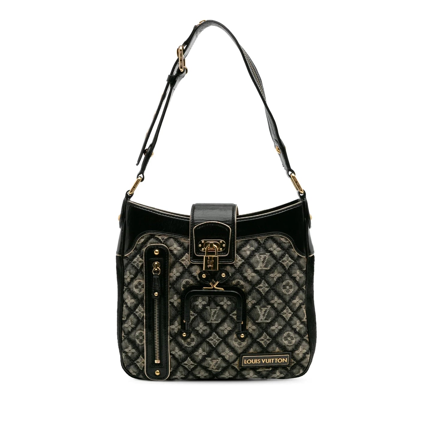 Gray Louis Vuitton Quilted Monogram Denim Mtte Shoulder Bag