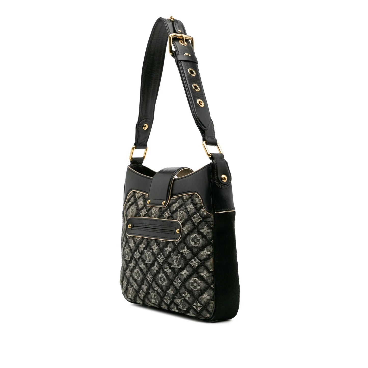 Gray Louis Vuitton Quilted Monogram Denim Mtte Shoulder Bag
