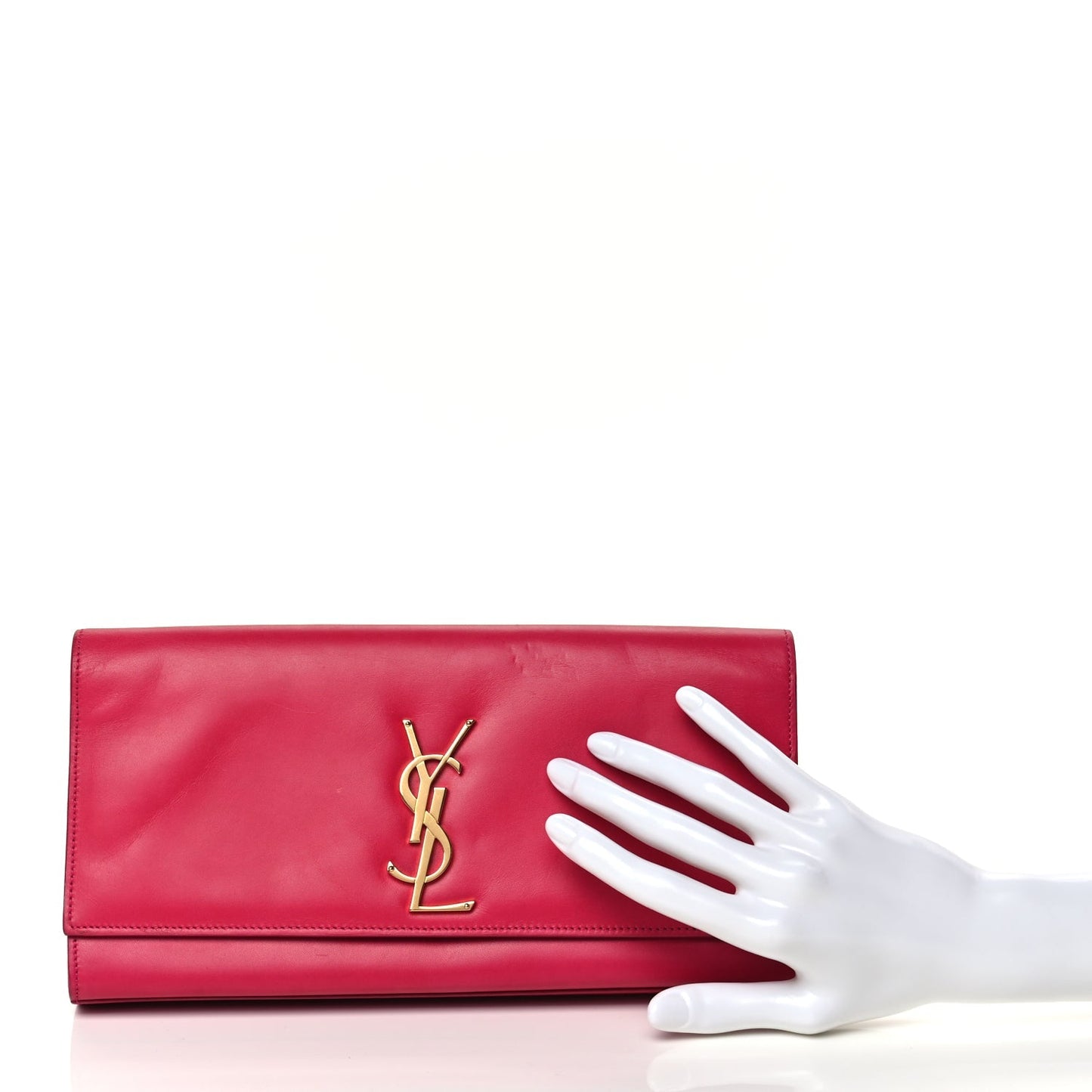 Saint Laurent Smooth Calfskin Classic Monogram Cassandre Clutch Lipstick Fuchsia