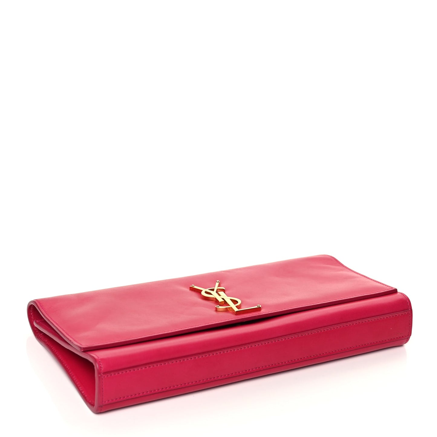 Saint Laurent Smooth Calfskin Classic Monogram Cassandre Clutch Lipstick Fuchsia