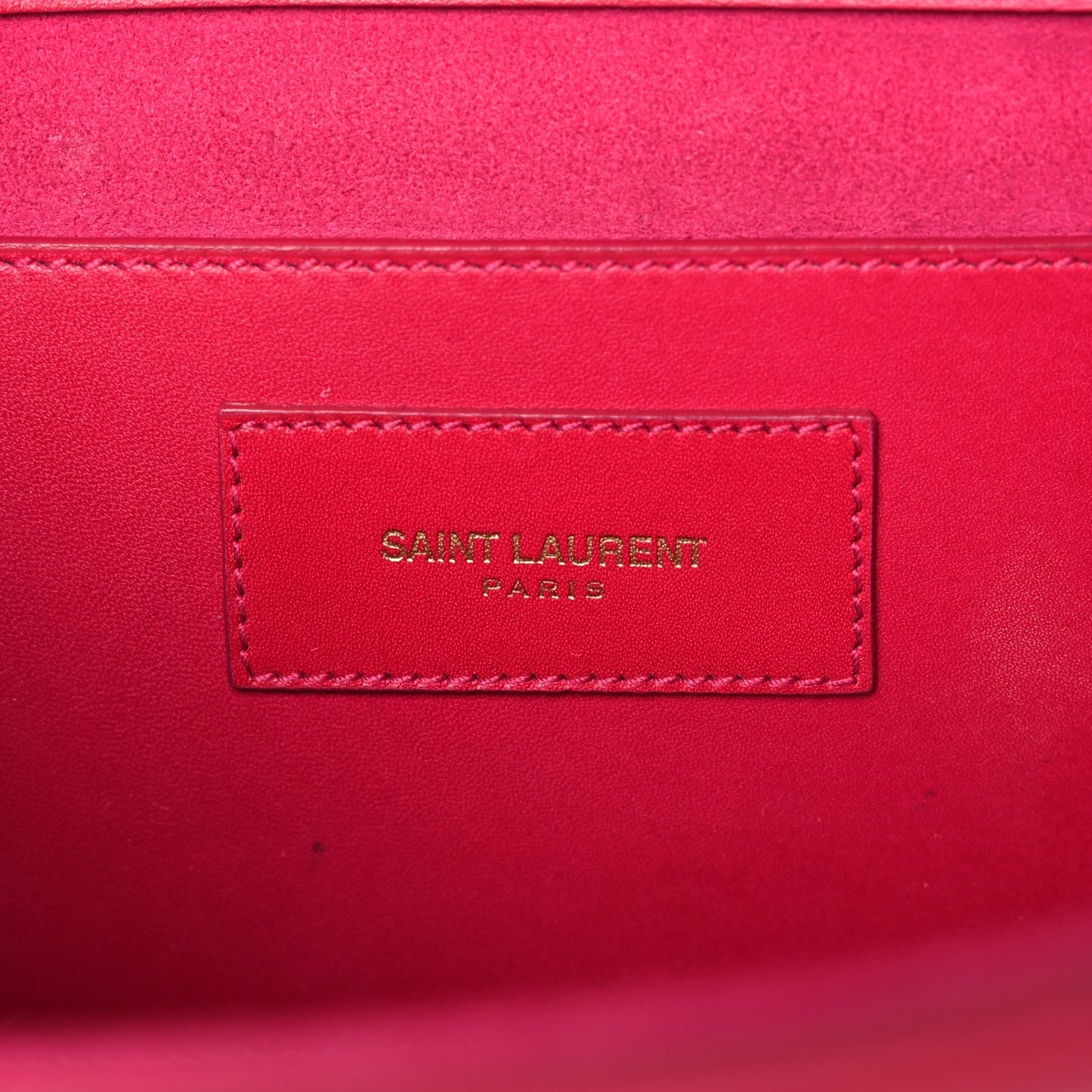 Saint Laurent Smooth Calfskin Classic Monogram Cassandre Clutch Lipstick Fuchsia