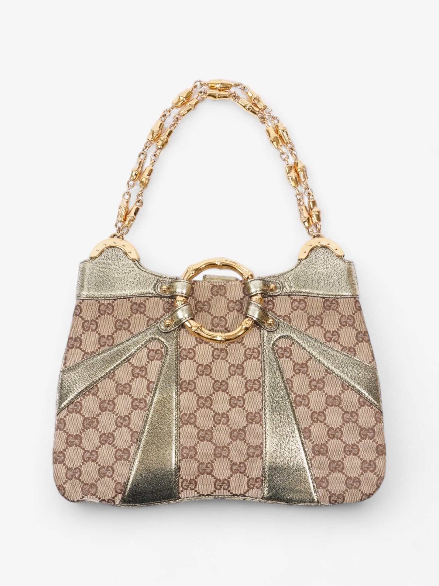 Gucci x Tom Ford Bamboo Chain Shoulder Bag GG Supreme / Metallic Canvas