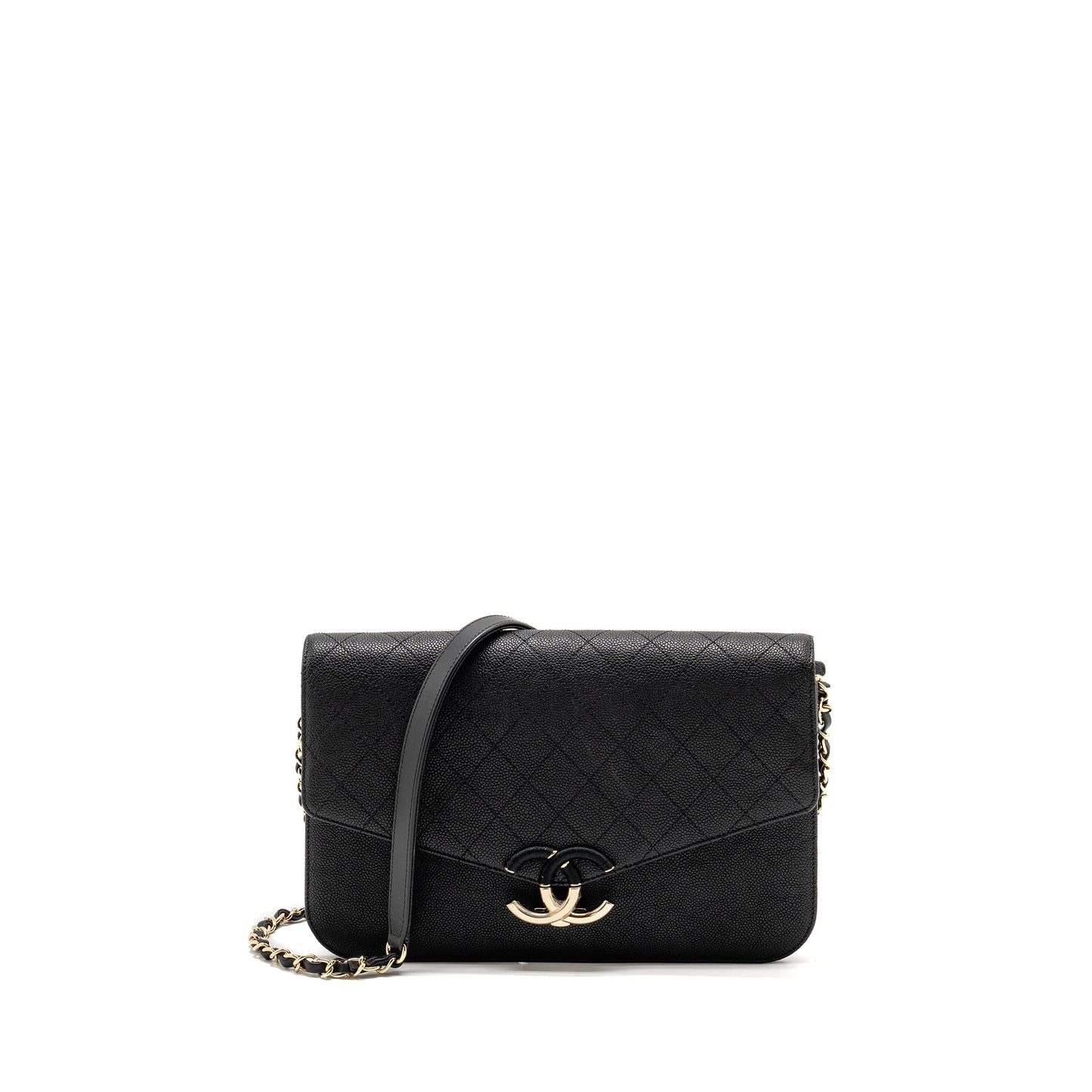 Chanel Paris-Cuba Thread Around Flap Bag With Chain Caviar Black L
